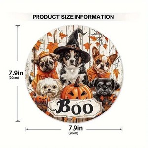 Panneau rond en bois fantôme d'Halloween pour décoration extérieure, plaque « Trick or Treat » en buis - Product Image 3
