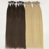 Extensions de cheveux vierges européens pré-collés pour usage professionnel en salon, pointes épaisses, fixation par fusion, Remy ondulé, pointe en K, mèche de kératine plate