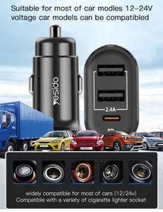 Caricabatterie da Auto Yesido Qc 3.0 Multiplo a 4 Porte con Doppia PD, Ricarica Rapida USB Tipo C per Telefono, Adattatore di Ricarica Veloce per Auto - Product Image 3