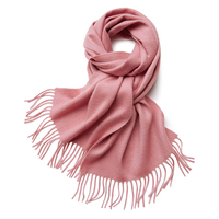Écharpe-châle 100% cachemire pur, tissée et brossée, provenance Mongolie Intérieure, OEM, personnalisable, en laine, luxueuse, à longues franges, couleur unie 30180