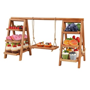 Support à cupcakes en bois à 3 niveaux pour la présentation de desserts, plateau de service pliable - Product Image 1