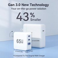Adaptateur de chargeur mural rapide GaN PD 3.0 65W Fl-Power Type-C de qualité supérieure, adaptateur homologué 20V 3.25A, nouvelle tendance 2026 en promotion
