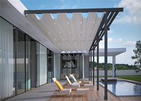 Parasol commercial en alliage d'aluminium extensible, résistant au vent, avec cadre doré