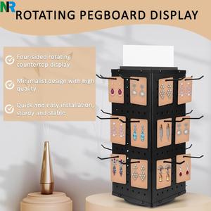 Présentoir de sol en métal pour bijoux et porte-clés, avec panneau perforé rotatif à 4 faces, pour comptoir, vente en gros - Product Image 3