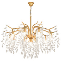 Lustre en cristal de luxe léger de 27,56 pouces, au design américain épuré, idéal pour les salles à manger, les salons et les chambres.