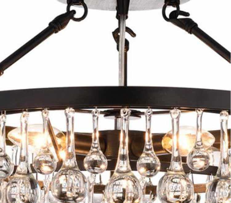 Modern Luxury Loft Decor Hanging Lamp Dual-purpose Classic Black Paint Transparent Water Drop K9 Crystal Chandelier