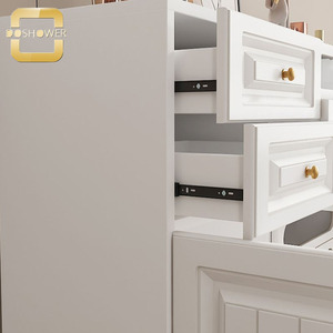 Mueble de Salón de Estilo Francés Blanco con Más de 4 Compartimentos, Estante de Pulido Personalizado, Vitrina Autoportante Sin Brillo - Product Image 5