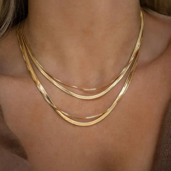 Hypoallergenic Stainless Steel Gold Snake Chain Necklace 18k Gold Plated Snake Necklace Choker Jewelry