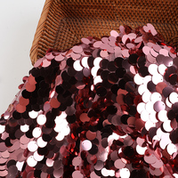Tissu en dentelle à sequins ronds dorés de 18 mm, entièrement en polyester, broderie, maille à sequins, pour vêtements de mode