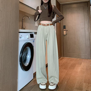 2023 pantalones vaqueros azules nostálgicos de cintura alta con volantes para mujer, de alta elasticidad, informales, versátiles, altos y finos, almacenados al por mayor - Product Image 4