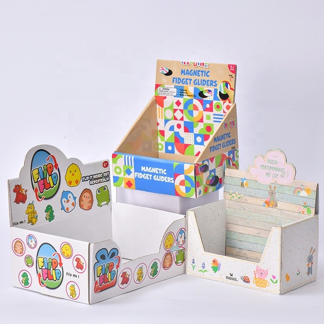 Box Printing Custom Small Snack Cardboard Paper Advertising Product Shelf Ready Carragated Display Counter Display Stands Box