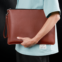 Sac de Rangement Portable en Cuir PU pour Téléphones et Tablettes, Format A4, avec Fermeture Éclair, Sacoche de Documents pour Hommes et Femmes