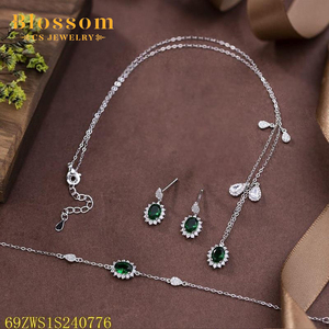 Hoa CS Đồ Trang Sức Đơn Giản Hot Bán Bạc 925 3-Mảnh Đá Quý Vòng Cổ Bộ 3A Cubic Zirconia Đồ Trang Sức Mỹ Bộ Cho Phụ Nữ - Product Image 4