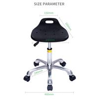 Tabouret de laboratoire moderne M03 ESD, hauteur réglable, pivotant à 360° et avec roulettes, pour laboratoires scientifiques, physiques, hôpitaux et ateliers