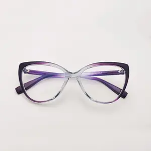 2024 женские ПК, оптическая оправа «кошачий глаз», уникальные очки ручной работы с защитой от синего света