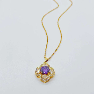 Haute Qualité 18k Plaqué Or En Acier Inoxydable Fleur Zircon Collier bijoux Plein Zircon Fleur Pendentif Collier pour les Femmes - Product Image 2