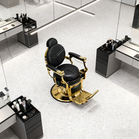 Grande Vente Chaise de Coiffure de Luxe Noire et Or pour Salon de Beauté Homme à Prix Compétitif