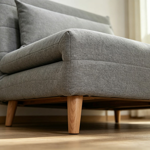 <span class=keywords><strong>Canapé</strong></span>-<span class=keywords><strong>lit</strong></span> convertible compact <span class=keywords><strong>gris</strong></span> <span class=keywords><strong>clair</strong></span> moderne avec dossier massant réglable, en tissu lin et pieds en bois, idéal pour petits appartements/chambres d'amis - Product Image 2