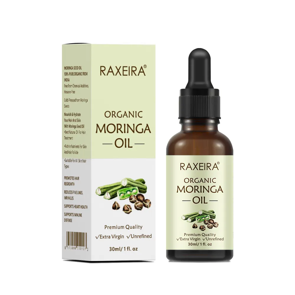 Yüz vücut saç için özel etiket doğal organik Moringa yağı 100% saf bakire soğuk preslenmiş Oleifera tohumu yağı