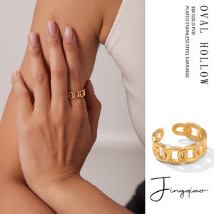 Fashion <b>Rings</b> Chain <b>Open</b> <b>Ring</b> For Women Gold Plated Geometric Design Gift Jewelry - Product Image 2