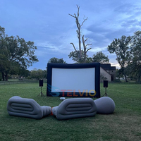 Écran de Projection Gonflable d'Extérieur de 24 Pieds pour Projection Frontale et Arrière, avec Souffleur d'Air et Chaises