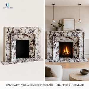 <span class=keywords><strong>Cheminée</strong></span> en <span class=keywords><strong>marbre</strong></span> violet Luca Natural Calacatta Viola |   Kit de revêtement en breccia violet royal poli <span class=keywords><strong>pour</strong></span> villa moderne et hôtel, taille personnalisée - Product Image 2