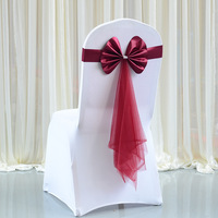 Ruban élastique de luxe léger en maille pour chaise, nœud décoratif pour dossier de chaise, idéal pour hôtels, banquets et mariages