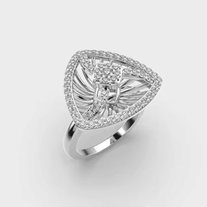 Trillion estilo Vintage 1,0 quilates redondo laboratorio crecido diamante anillo de Compromiso 14K oro sólido anillo de bodas rodio plateado para fiestas - Product Image 1