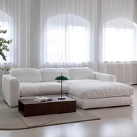 Canapé modulaire Runwood Atunus, style tissu, pour salon, modèle Lounge, blanc, doux, moderne, grand, en forme de nuage