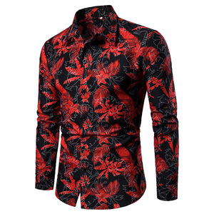 RNSHANGER Modische Pop-Party-Nachtclub-Hemden mit Print, Atmungsaktiv, Frühlingskleid-Hemden, Neues Designer-Modell mit Langen Ärmeln, Slim Fit, Knopfleiste und Revers - Product Image 4