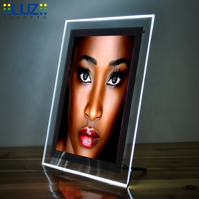 Clear Crystal Photo Frame Table Stand Led Lighting Menu A4 Led Frame