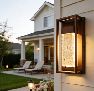 Lámpara de Pared <span class=keywords><strong>Exterior</strong></span> LED Moderna con Burbujas de Cristal, IP65 Impermeable, 5CCT Ajustables, Regulable por Triac, 12W 420LM, Certificación ETL - Product Image 1