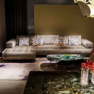 <b>For</b> Aruba Leopard Print Genuine Leather Modular Reclining Sectional <b>Sofa</b> Set <b>for</b> Villa - Product Image 1
