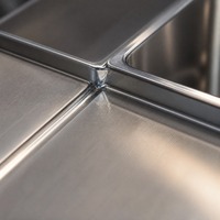 Évier de cuisine professionnel double cuve en acier inoxydable 304 avec revêtement autonettoyant, table de travail autoportante et barrière d'eau