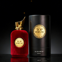 Vente en gros de flacons de parfum en verre ronds de luxe vides, personnalisés avec un flocage rouge, 30 ml, 50 ml, 100 ml, flacon de parfum en verre avec boîte