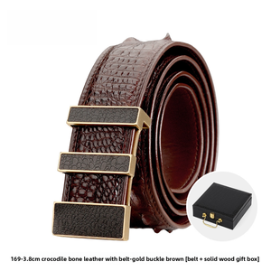 Nouvelle <span class=keywords><strong>ceinture</strong></span> pour <span class=keywords><strong>homme</strong></span> en cuir de crocodile, cuir véritable, luxe léger, motif crocodile, <span class=keywords><strong>ceinture</strong></span> à boucle en acier inoxydable - Product Image 6