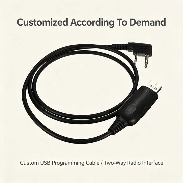 DC Custom USB Right Angle Dual 3.5mm Jack Brass Programming Cable for Two Way Radio Walkie Talkie Configuration Data Cable