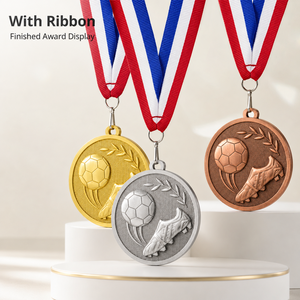 Football Medal Wholesale Zinc Alloy Soccer Medals Custom Sports Medals Award Medal With <b>Ribbon</b> for Tournament Factory - Product Image 4