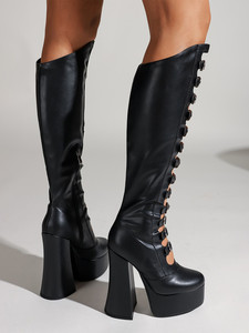 Bottes hautes à talon épais, plateforme sexy, bottes pour femmes à la mode - Product Image 2