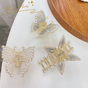 Accessoires <span class=keywords><strong>pour</strong></span> cheveux <span class=keywords><strong>pour</strong></span> femmes européennes Tracy & Herry, strass brillants, tempérament diamant, <span class=keywords><strong>perle</strong></span>, métal, pinces à cheveux, pinces - Product Image 2