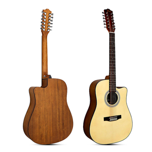 12 <b>String</b> Acoustic Guitar Spruce Plywood Walnut Back and Sides Cutaway Design Matte Musical <b>Instrument</b> - Product Image 6