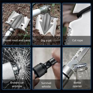 Pelle multifonctionnelle avec boussole pour le <span class=keywords><strong>camping</strong></span>, la pêche, la voiture, les activités de plein air, le démarrage du feu, la brise de vitres et le creusement au sol - Product Image 3