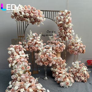 LEDA ออกแบบดอกไม้ประดิษฐ์ จัดดอกไม้สีฟ้าเป็นแถว ฉากหลังงานแต่งงานแบบกำหนดเอง - Product Image 1