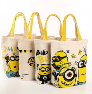 Sac en toile imprimé dessin animé publicité shopping cadeau sac fourre-tout en coton poche avec logo imprimé personnalisé et fermeture éclair - Product Image 1