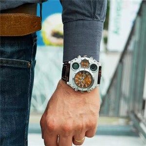 Orologio <span class=keywords><strong>da</strong></span> <span class=keywords><strong>polso</strong></span> con cinturino in pelle luminosa <span class=keywords><strong>da</strong></span> uomo di lusso 1349 nuovo orologio sportivo Casual multifunzione <span class=keywords><strong>da</strong></span> uomo con quadrante grande orologio al quarzo maschile - Product Image 2