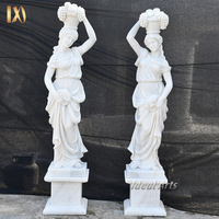 Personnalisation en usine Statue de sculpture en marbre de dame en pierre sculptée à la main grecque de jardin grandeur nature avec fleur