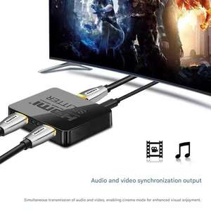 Adaptador Divisor HD-MI 1x2, Conversor HDTV 1 Entrada 2 Salidas, Hub de Audio y Video 4K HD para Xbox, PS4/5, <span class=keywords><strong>DVD</strong></span>, TV, Monitor, Pantalla, Computadora Portátil - Product Image 4