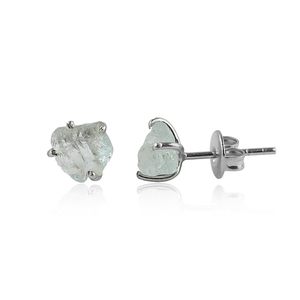 Pendientes de Cristal de Aguamarina Natural con Engaste de Garra, Piedra en Bruto, Unisex, para Uso Diario, Gema Verde, Piedra de Nacimiento de Marzo - Product Image 1