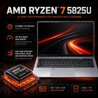 Laptop AMD Ryzen 7 5825U 16GB RAM 512GB SSD Windows 11 berbodi logam, layar 15.6 inci, kelas atas, terlaris tahun 2027, dengan port Type-C, cocok untuk