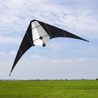 Yuanfei YF-6541q Fourniture d'usine Cerf-volant de voltige Delta en polyester à double ligne, noir et blanc, portable, facile à piloter, pour enfants et adultes, pour l'extérieur